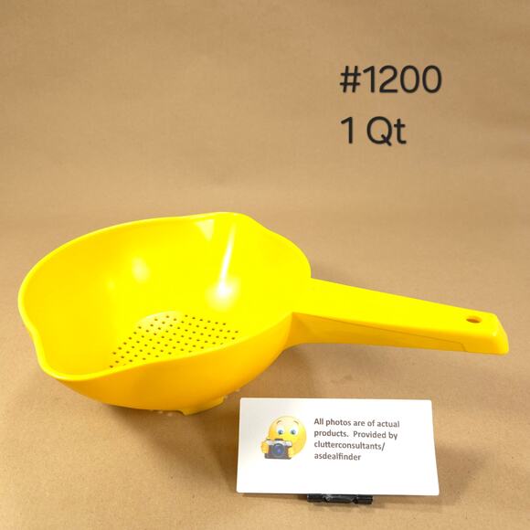 Vintage Tupperware Bundle #1288 Mix-N-Store Pitcher #1200 Strainer Yellow - Picture 6 of 9